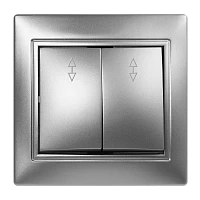 Выключатель Smartbuy проходной 2-клавишный 10А серебро "Венера"