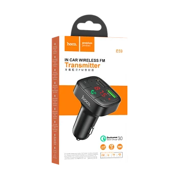 FM-трансмиттер HOCO E59 2USB microSD bluetooth 5.0 QC3.0 черный (1/100)
