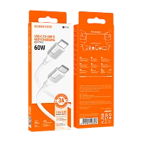 Кабель Borofone BX101 Type-C (m)-Type-C (m) 1м 3.0A 60W TPE белый (1/360)