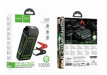 Внешний аккумулятор HOCO QS1 10000mAh 2USB/Type-C фонарик с пусковым устройством для авто черный (1/