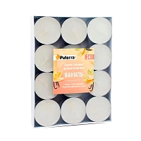 Свечи чайные в гильзе, литые, аромат ванили, 24 шт. в картонной подложке PATERRA (1/20)