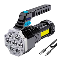 Фонарь ручной Ultraflash LED53404 3W 7LED+COB от аккумулятора microUSB 4 режима черный (1/100)