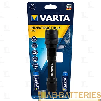 Фонарь туристический Varta Indestructible 1W 1LED от батареек IPX4 2 режима +2AA черный