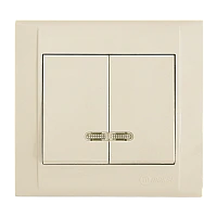 Выключатель Makel Defne 2-клав.10A пластик с подсветкой кремовый 42010023 (1/12)