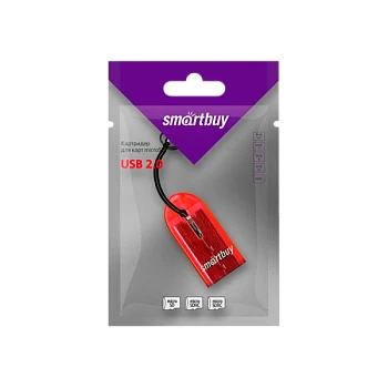 Картридер Smartbuy 710 USB2.0 microSD красный (1/20)