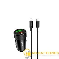 Автомобильное З/У HOCO Z32B 1USB/Type-C 2.4A QC3.0 черный (1/14/140)
