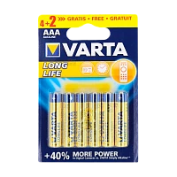 Батарейка Varta LONGLIFE LR03 AAA BL4+2 Alkaline 1.5V (4103) (6/60/300)