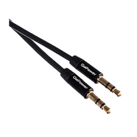 Кабель AUX GoPower Jack 3.5mm (m)-Jack 3.5mm (m) 1.5м TPE черный Premium Zip-Lock c подвесом (1/350)