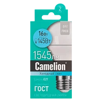 Лампа светодиодная Camelion A60 E27 16W 4000К 220V груша матовая (1/10/100)
