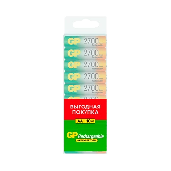 Аккумулятор бытовой GP HR6 AA BL10 NI-MH 2700mAh в пластиковой упаковке (10/200)