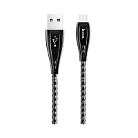 Кабель HOCO U56 USB (m)-microUSB (m) 1.2м 2.4A металл серый (1/28/168)