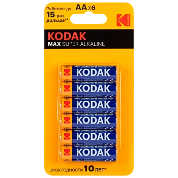 Батарейка Kodak MAX LR6 AA BL4+2 Alkaline 1.5V (6/72/288)