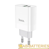 Сетевое З/У HOCO C80A 1USB/Type-C 3.1A 20W QC3.0 белый (1/12/120)