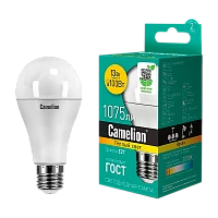 Лампа светодиодная Camelion A60 E27 13W 3000К 170-265V груша матовая (1/10/100)