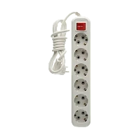 Удлинитель Makel 6р.С/З 16A 2.0м с выкл. 2x1мм² IP20 белый MGP232 (1/12)