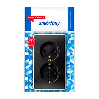 Розетка Smartbuy "Сириус" 2гн. 16A С/З пластик черный