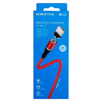 Кабель Borofone BU16 USB (m)-Lightning (m) 1м 2.4A нейлон магнит красный (1/63/252)