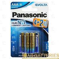 Батарейка Panasonic EVOLTA LR03 AAA BL4+2 Alkaline 1.5V (6/72) 