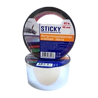 Клейкая лента STICKY 48мм*40м металлизированная ПП акрил 30мкм (1/36) 