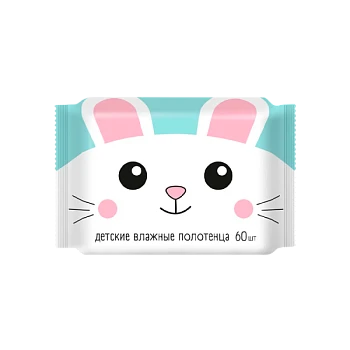Влажные полотенца №60 детские универсальные с ромашкой алоэ вера и витамином Е (1/10)