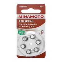 Батарейка Minamoto ZA312 BL6 Zinc Air 1.45V (6/60/600)