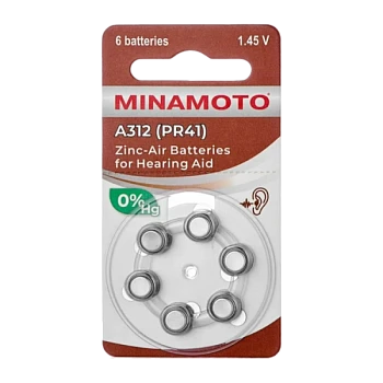 Батарейка Minamoto ZA312 BL6 Zinc Air 1.45V (6/60/600)