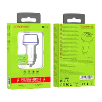 Автомобильное З/У Borofone BZ14A 1USB/Type-C 3.0A 20W QC3.0 белый (1/42/168)