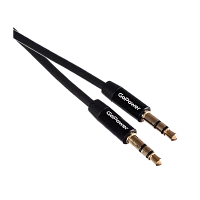 Кабель AUX GoPower Jack 3.5mm (m)-Jack 3.5mm (m) 1.5м TPE черный Premium Zip-Lock c подвесом (1/350)
