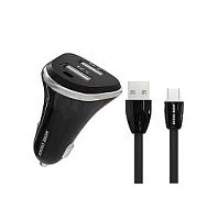 Автомобильное З/У MORE CHOICE AC22m 2USB 2.4A с кабелем microUSB черный