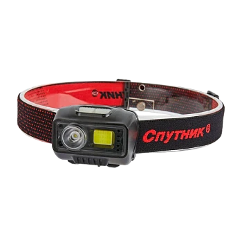 Фонарь налобный Спутник SL517 5W LED от аккумулятора 5 режимов черный красный (1/20)