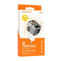 Сетевое З/У Borofone BA80A 1USB+1Type-C 20W PD,QC черный (1/32/128)