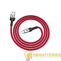 Кабель HOCO U68 USB (m)-Type-C (m) 1.2м 5.0A нейлон красный (1/20/200)