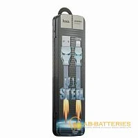 Кабель HOCO U14 USB (m)-Lightning (m) 1.2м 2.4A TPE серый (1/50/300)