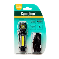 Фонарь налобный Camelion LED53409 3W XPE+COB от аккумулятора Type-C 3 режима черный (1/12/96)