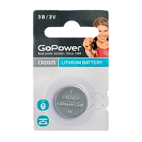 Батарейка GoPower CR2025 BL1 Литиевая 3V (1/50/2000)