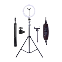 Светильник кольцевой Camelion KD-810F 10W 5V на основании 1.8м держатель черный (1/6)