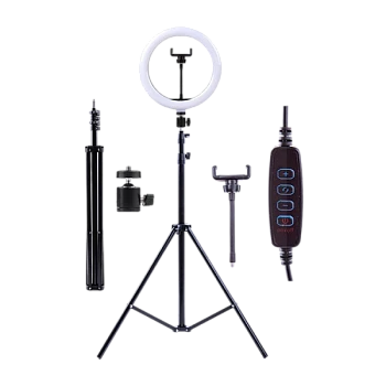 Светильник кольцевой Camelion KD-810F 10W 5V на основании 1.8м держатель черный (1/6)