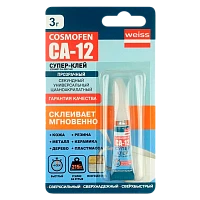 Супер-клей COSMOFEN CA-12 3г BL1 (на крючок) тюбик (1/24) 