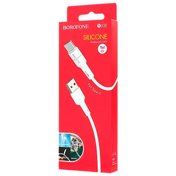 Кабель Borofone BX30 USB (m)-Type-C (m) 1м 3.0A силикон белый