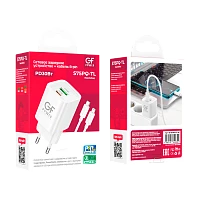 Сетевое З/У GFPower S75PQ-TL 1USB+1Type-C 30W QC3.0 с кабелем Type-C-Lightning белый (1/30/180)