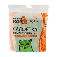 Салфетка Рыжий кот M-03 30х30см микрофибра вафельная зеленый (1/40/200)