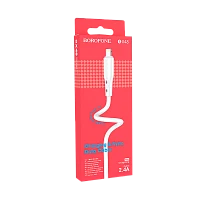 Кабель Borofone BX48 USB (m)-Lightning (m) 1м 2.4A ПВХ белый (1/360)