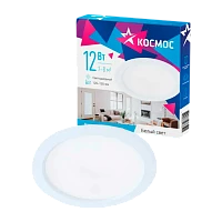 Светодиодная панель, круглая, цвет белый, КОСМОС DownL 12W, 180-265В, 4000K (KDownL12W4000K)