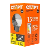 Лампа светодиодная Старт GLS E27 15W 3000К 220V груша Eco матовая (1/10/100)