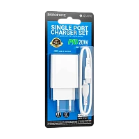 Сетевое З/У Borofone BA21Apro Type-C 3.0A 20W QC3.0 с кабелем Type-C белый (1/48/192)