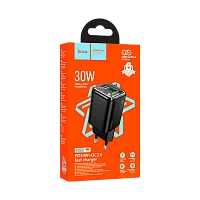 Сетевое З/У HOCO N53 1USB+1Type-C 3.0A 30W PD,QC черный (1/12/120)