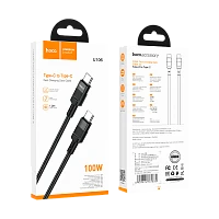 Кабель HOCO U106 Type-C (m)-Type-C (m) 1.2м 5.0A 100W ткань черный