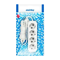 Удлинитель Smartbuy 4р.С/З 16A 2.0м ПВС белый (1/40)