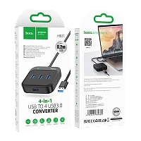 USB-Хаб HOCO HB31 4USB USB (m) USB3.0 0.2м черный (1/19/190)