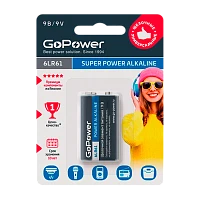 Батарейка GoPower Крона 6LR61 BL1 Alkaline 9V (1/10/240)